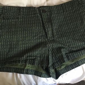Green and Navy Blue Decorative Shorts